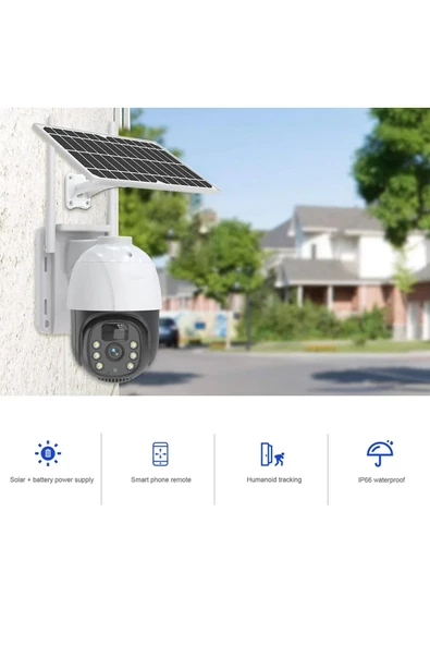 Pazariz 5MP Kamera, Güvenlik Güneş Enerjili Solar 4G Sim Kart Destekli Dış Mekan Kamerası Speed Dome - 2