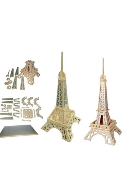 Pazariz Pazarız 3d Ahşap Puzzle Yapboz Maket Eiffel Kulesi Boyanabilir