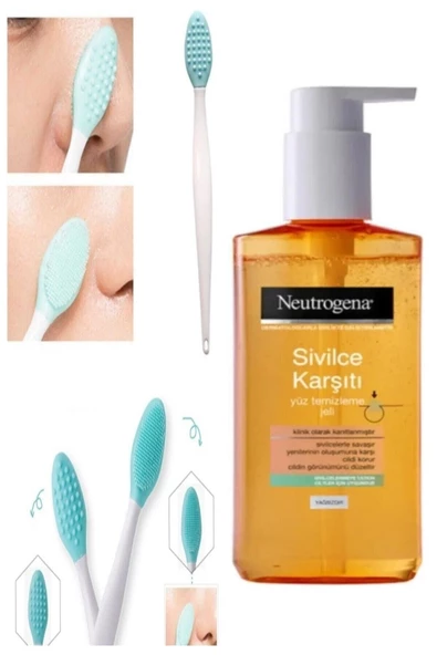 Pazariz Sivilce Karşıtı Yüz Temizleme Jeli 200 ml & Siyah Nokta Yüz Temizleyici Peeling Fırçası ürün görseli 1