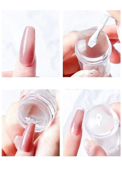 Pazariz Stamper Baskı Transfer Aparat Seti Silikon Oje Dizayn Baskı Seti Nail Art Tırnak Damgalama - 2