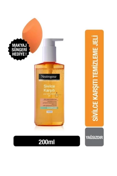 Pazariz Sivilce Karşıtı Günlük Yüz Temizleme Jeli 200 ml + Makyaj Süngeri Hediye
