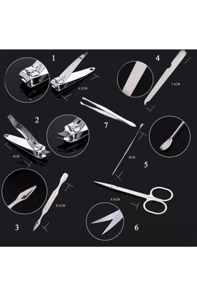 Pazariz Profesyonel Çelik Manikür Pedikür Seti Mini 7 Parça - 3