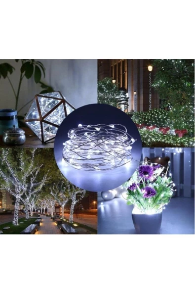 Pazariz Pilli Tel Peri 10 metre Beyaz Kavanoz Balon Süsleme Led Işık ürün görseli 1