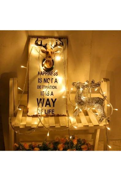 Pazariz Sarı Led Lamba Süs 5 Metre Işık Elektrikli 50 Ampul Led Dekor - Resim 2