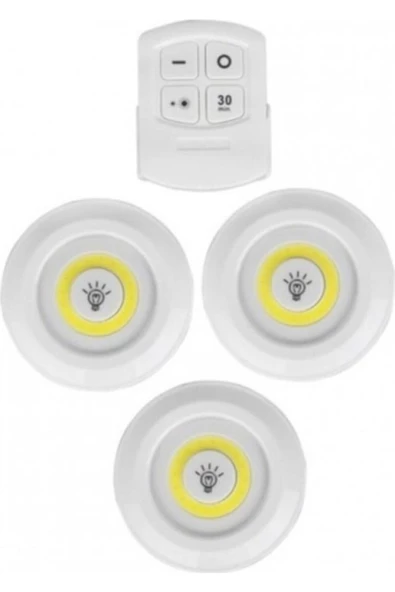 Pazariz Uzaktan Kumandalı Yapışkanlı 3'lü Spot Led Lamba - Pilli - Resim 3