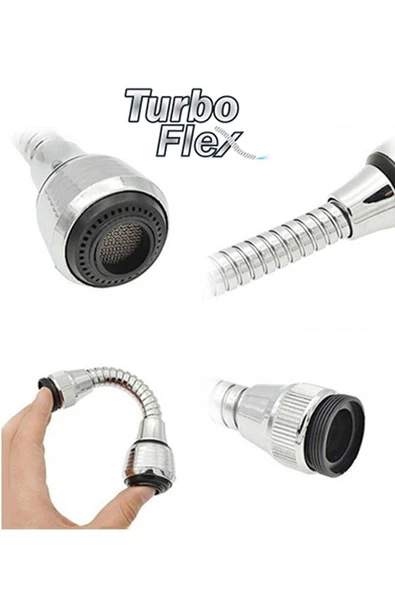 Pazariz Turbo Flex Plastik Hortumlu Esnek Ayarlanabilir Musluk Başlığı 2 Aşamalı - Resim 2