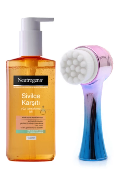 Pazariz Mavi Cilt Temizleme Fırçası Ve Neutrogena Sivilce Karşıtı Yüz Temizleme Jeli 200ml 869234122896 ürün görseli 1