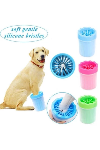 Pazariz Soft Gentle Silikon Jel Fırçalı Köpek Pati Yıkama Aparatı Büyük Mavi