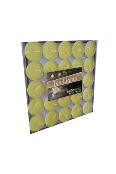 Pazariz 50 Adet Limon Kokulu Sarı Tea Light Mum ürün görseli