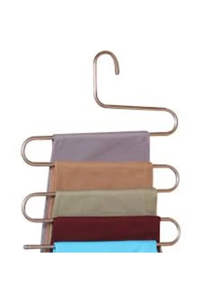 Pazariz Pazarız 1 Adet Metal Pantolon Askısı Dolap Içi Düzenleyici Şal 5 Katlı - 3