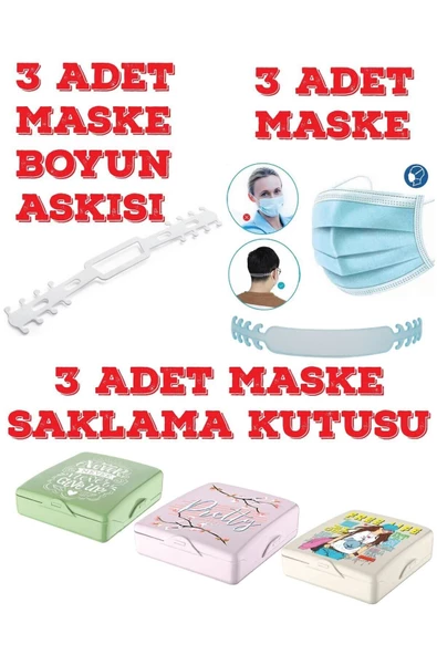 Pazariz Pratik Kilitli Maske Koruma Saklama & Taşıma Kabı Kutusu 3 Ad