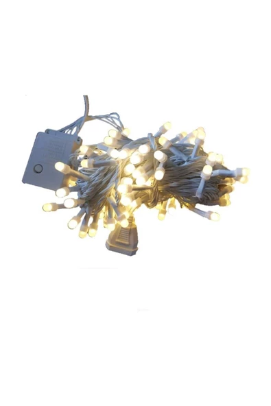 Pazariz Kalın Beyaz Kablolu 100 Ampüllü Eklenebilir Gün Işığı Led Işık 10 Mt ürün görseli 1