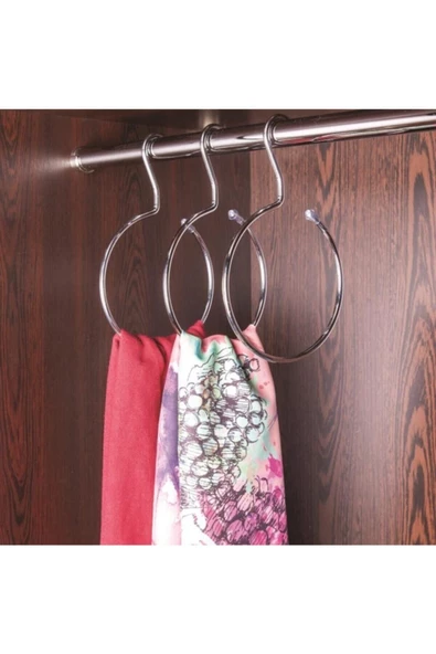 Pazariz Dolap Içi Eşarp Şal Askısı Askılık 2 Li Set Krom - Resim 2