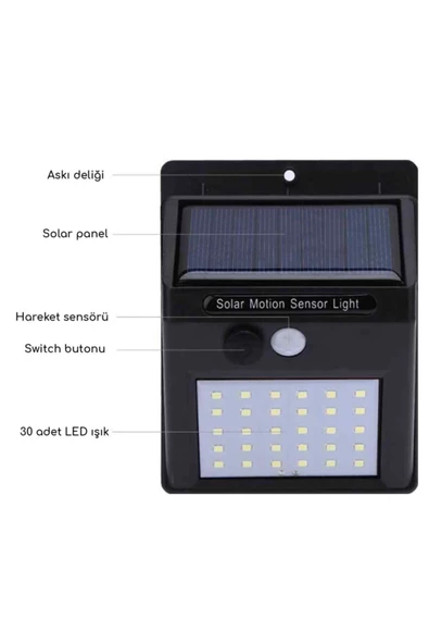 Pazariz 20 Led Fotoselli Solar Led Duvar Lamba Işık Sensörlü Güneş Enerji 4 Adet - Resim 2