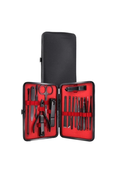 Pazariz Çantalı Paslanmaz Çelik Manikür + Pedikür Set 17 Parça - 3