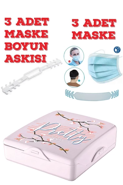 Pazariz Pratik Kilitli Maske Koruma Saklama & Taşıma Kabı Kutusu 3 Ad