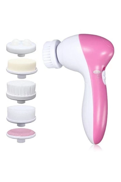 Pazariz 5 In 1 Pilli Yüz Temizleme,masaj Ve Peeling Fırça Seti Sünger Set ürün görseli 1