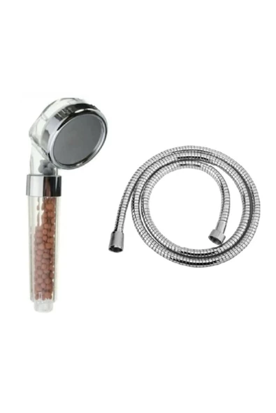 Pazariz Su Tasarruflu Arıtmalı Duş Başlığı + 150 Cm Duş Hortumu + Askı Aparatı ürün görseli 1