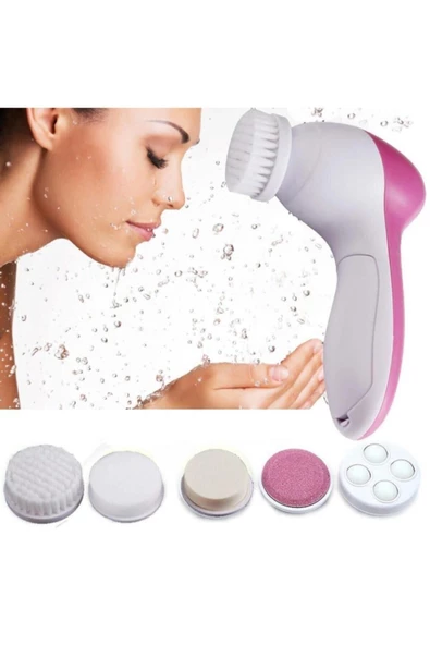 Pazariz 5 In 1 Pilli Yüz Temizleme,masaj Ve Peeling Fırça Seti Sünger Set ürün görseli 1