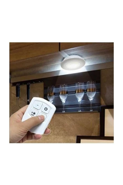 Pazariz Uzaktan Kumandalı Pilli Led Spot Lamba Ampul 3'lü Set Yapışkanlı