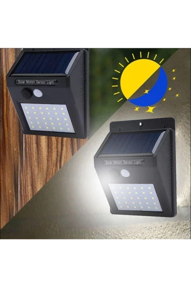 Pazariz Pır Hareket Sensör 20 Led Solar Enerji Su Geçirmez Duvar Lambası