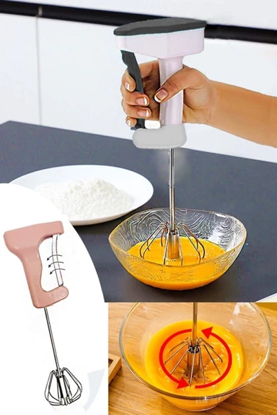 Pazariz Mikser Pratik Basmalı Otomatik Karıştırıcı Çırpıcı - Pilsiz Otomatik Çırpma Aleti Siyah - Resim 2