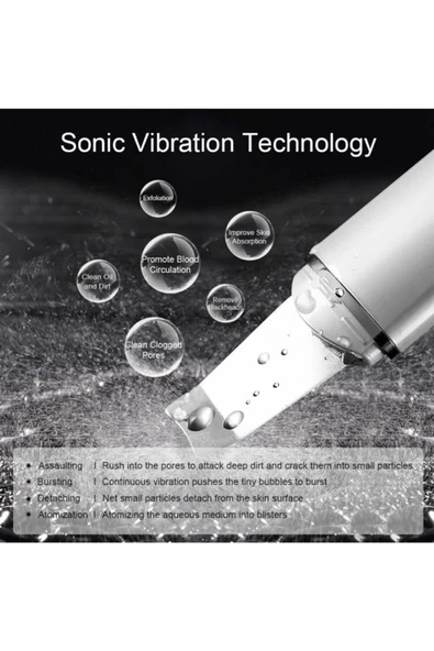 Pazariz Ultrasonic Siyah Nokta Akne Scrubber Spatula Şarjlı Cilt Temizleyici - 3