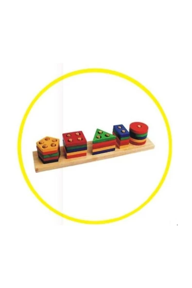 Pazariz Geometrik Şekiller 21 Parça Eğitici Bloklar Eğitim Seti Masif Kayın - 2
