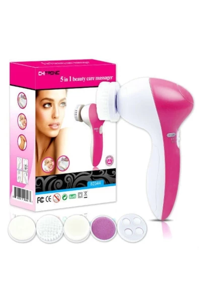 Pazariz 5 In 1 Pilli Yüz Temizleme,masaj Ve Peeling Fırça Seti Sünger Set - Resim 2