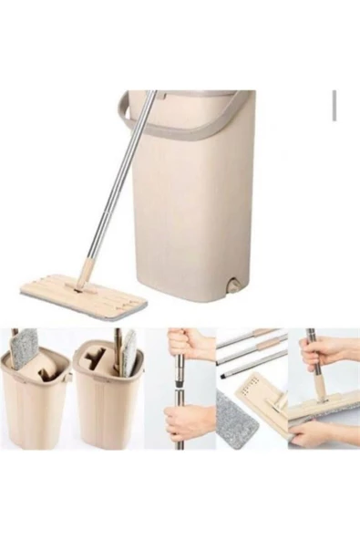 Pazariz Pazarız Tablet Magic Flat Mop Yer Duvar Silme Microfiber Paspas Temizlik Seti + 2 Adet Bez - Resim 3