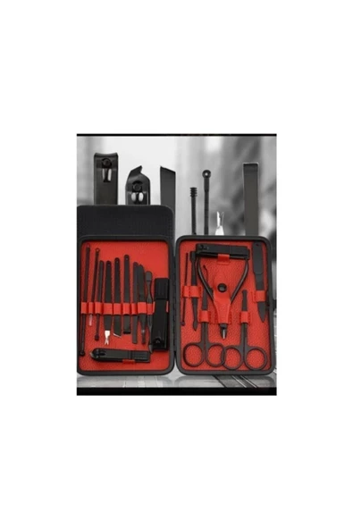 Pazariz Çantalı Paslanmaz Çelik Manikür + Pedikür Set 17 Parça - 2