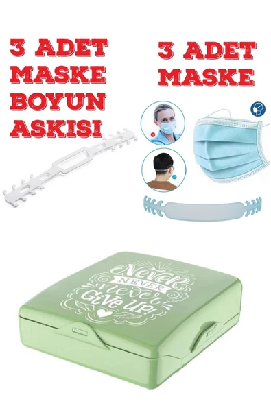 Pazariz Pratik Kilitli Maske Koruma Saklama & Taşıma Kabı Kutusu 3 Ad