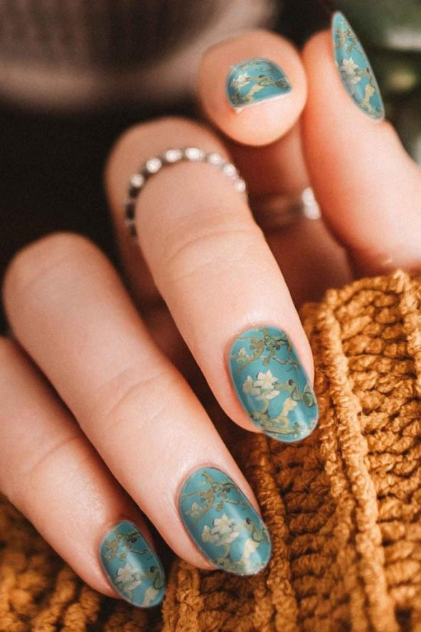 Badem Çiçekleri Tırnak Dövmesi,Tırnak Tattoo,Nail Art ,Tırnak Sticker ürün görseli 1