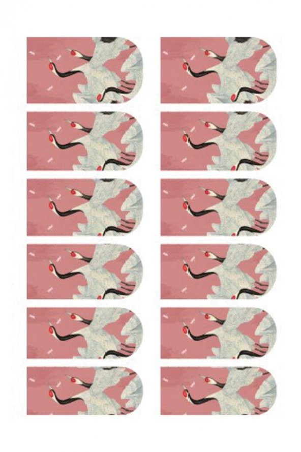 Pembe Kuğu Tırnak Dövmesi,Tırnak Tattoo,Nail Art ,Tırnak Sticker - 2