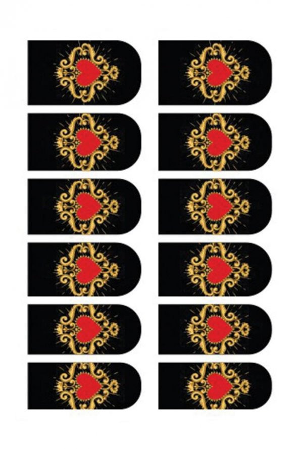 Kalp Tırnak Dövmesi,Tırnak Tattoo,Nail Art ,Tırnak Sticker - Resim 2