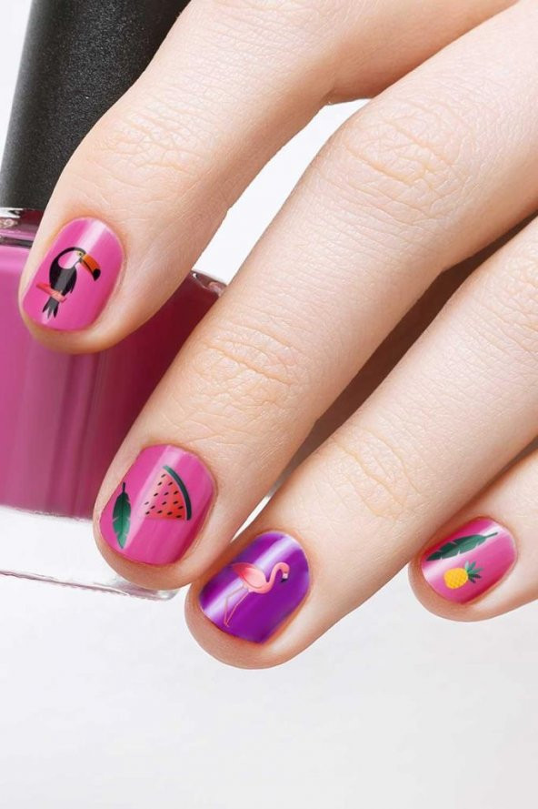 Tropik Tırnak Dövmesi,Tırnak Tattoo,Nail Art ,Tırnak Sticker