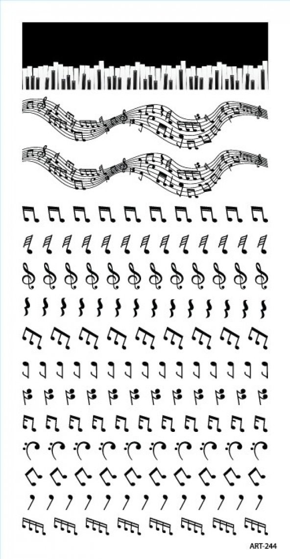 Nota Tırnak Dövmesi,Tırnak Tattoo,Nail Art ,Tırnak Sticker - 2