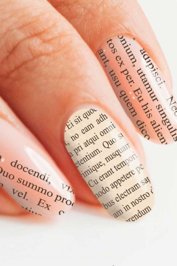 Gazete Yazıları Tırnak Dövmesi, Tırnak Tattoo, Nail Art, Tırnak Sticker - 1
