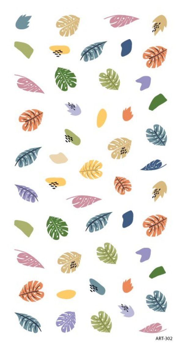 Monstera Yaprakları Tırnak Dövmesi, Tırnak Tattoo, Nail Art, Tırnak Sticker - Resim 3