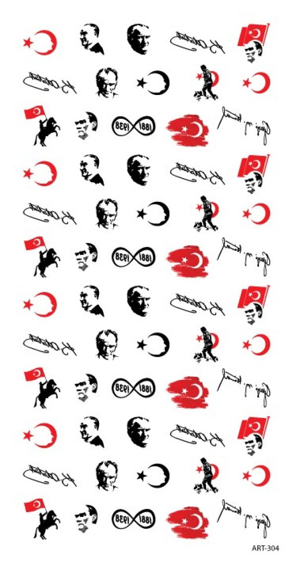 Atatürk Set Tırnak Dövmesi, Tırnak Tattoo, Nail Art, Tırnak Sticker - 2