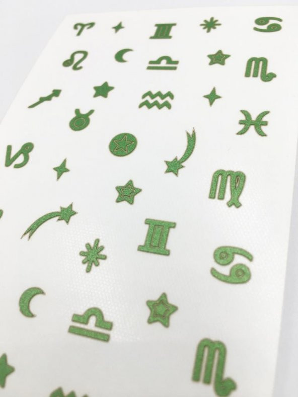 Burçlar Metalik Tırnak Sticker, Nail Sticker, Nail Art - Resim 2