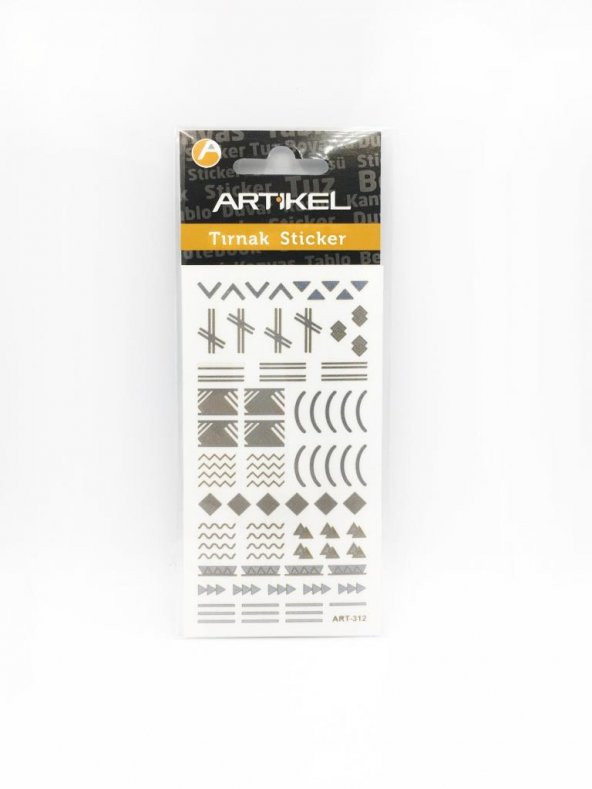 Gümüş Etnik Çizgiler Metalik Tırnak Sticker, Nail Sticker, Nail Art - Resim 3