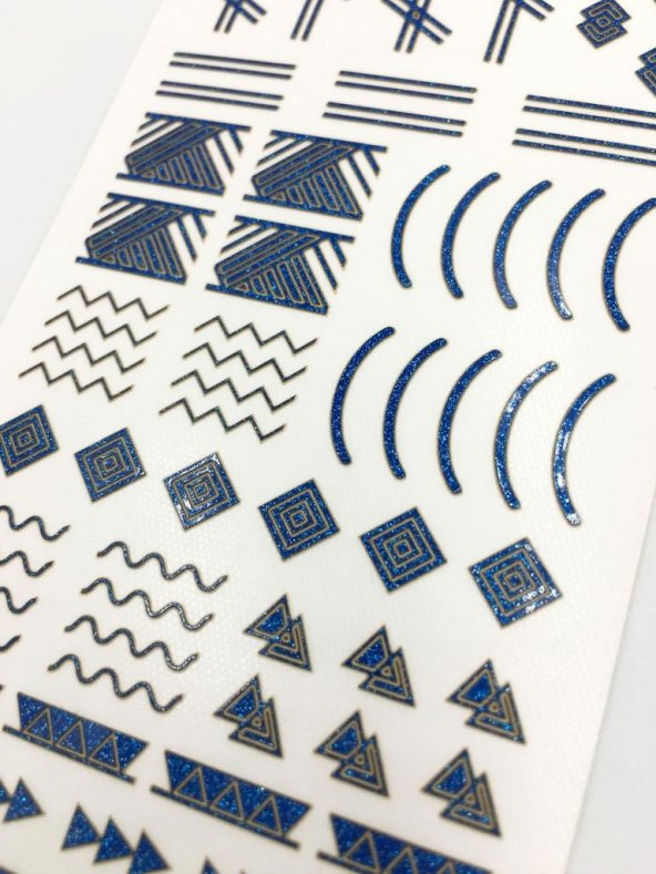 Etnik Çizgiler Metalik Tırnak Sticker, Nail Sticker, Nail Art - Resim 2