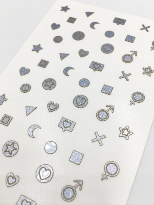 Gümüş Şekil Metalik Tırnak Sticker, Nail Sticker, Nail Art - Resim 2