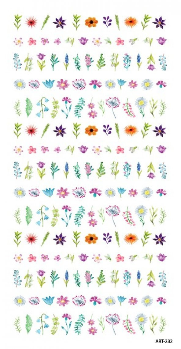 Çiçekler Tırnak Dövmesi,Tırnak Tattoo,Nail Art ,Tırnak Sticker - 3