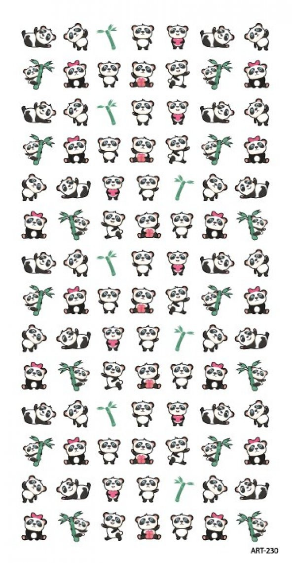 Panda Tırnak Dövmesi,Tırnak Tattoo,Nail Art ,Tırnak Sticker - 3