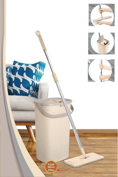 Pazariz Spin Mop Tablet 3 Bezli Temizlik Kova Seti Yeni Nesil Temizlik Seti Spin Mop