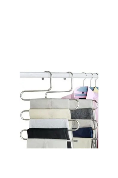 Pazariz Pazarız 5 Katlı Krom Akıllı Pantalon - Eşarp Askısı - 2 Adet Krom - 2