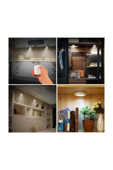 Pazariz Uzaktan Kumandalı 3 lü Kablosuz Pilli Işıl Spot Led Lamba - 2