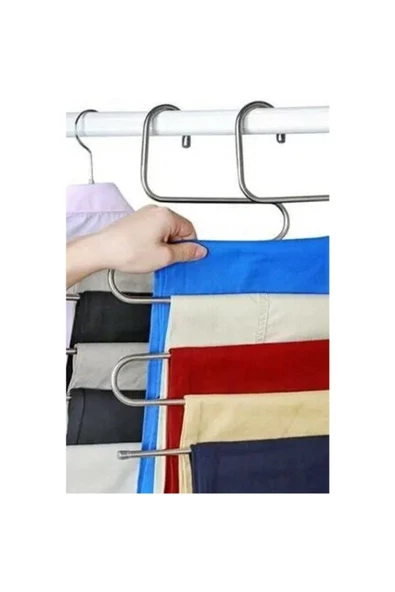 Pazariz Pazarız 5 Katlı Krom Akıllı Pantalon - Eşarp Askısı - 2 Adet Krom - 3